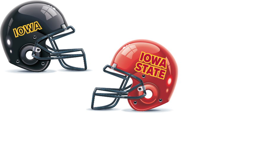 Iowa and Iowa State helmets